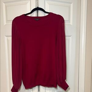 Adrianna Papell Burgundy Blouse with Pleated Sleeves